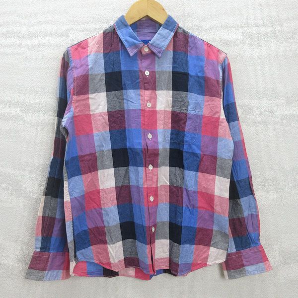 未使用品BEAMS＋長袖チェックシャツ M 青 G□ビームス/BEAMS 長袖シャツ/チェック柄【M】ピンク青系/men's/132