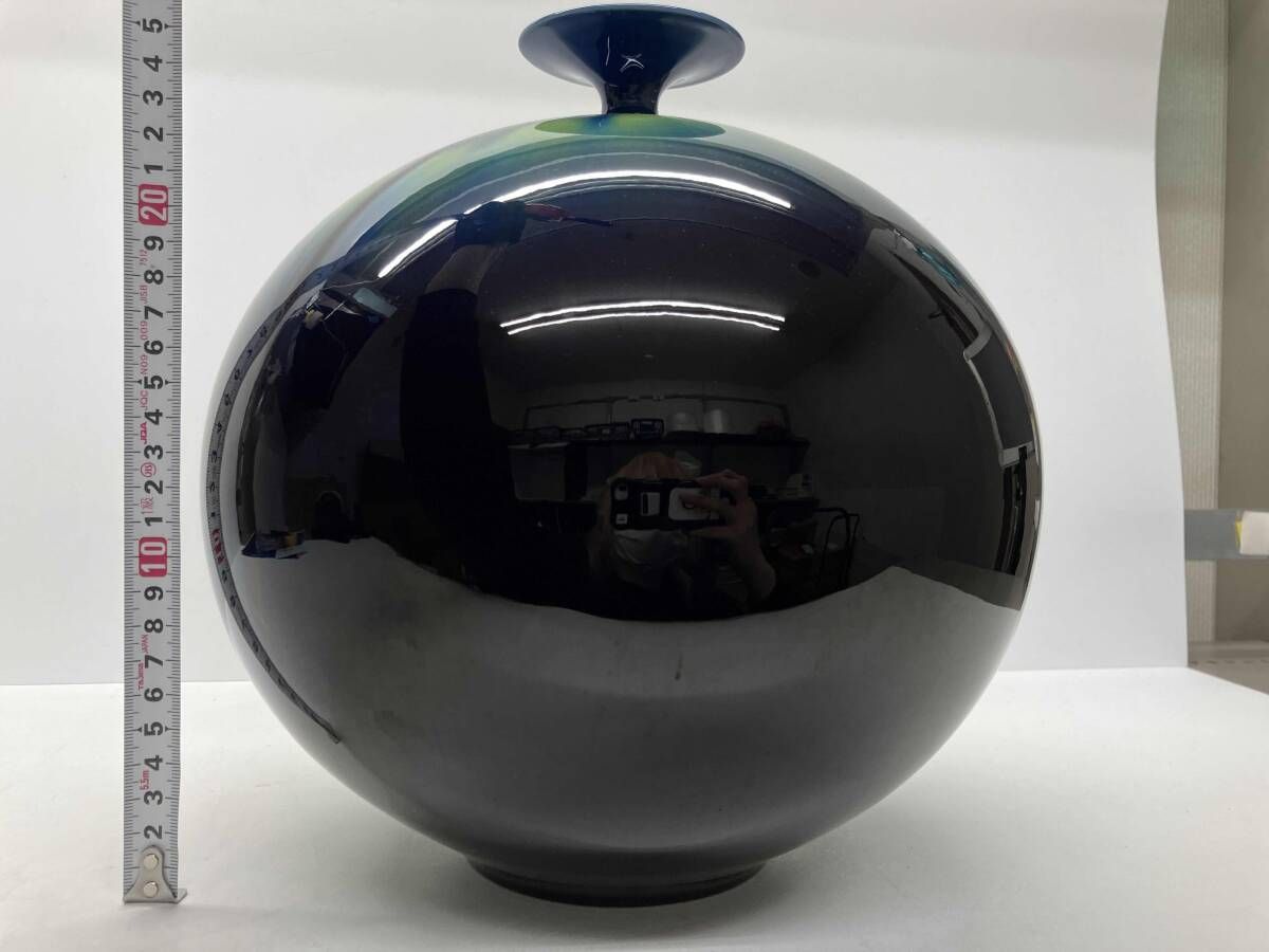 ぜひ当店へようこそ！ 徳田八十吉 碧明釉 壷 赤文字 人間国宝 九谷焼 品揃え充実！