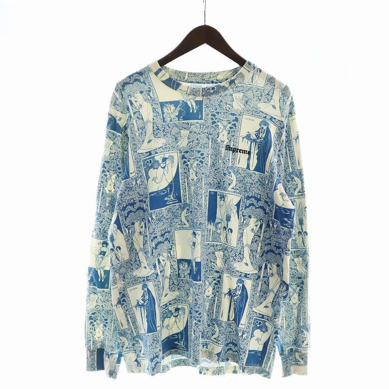 シュプリーム SUPREME Salome L|S Top サロメ ロングスリーブ クルーネック 長袖 Tシャツ ロンT カットソー 総柄 M 白 ホワイト 青 ブルー GY12 |MQ