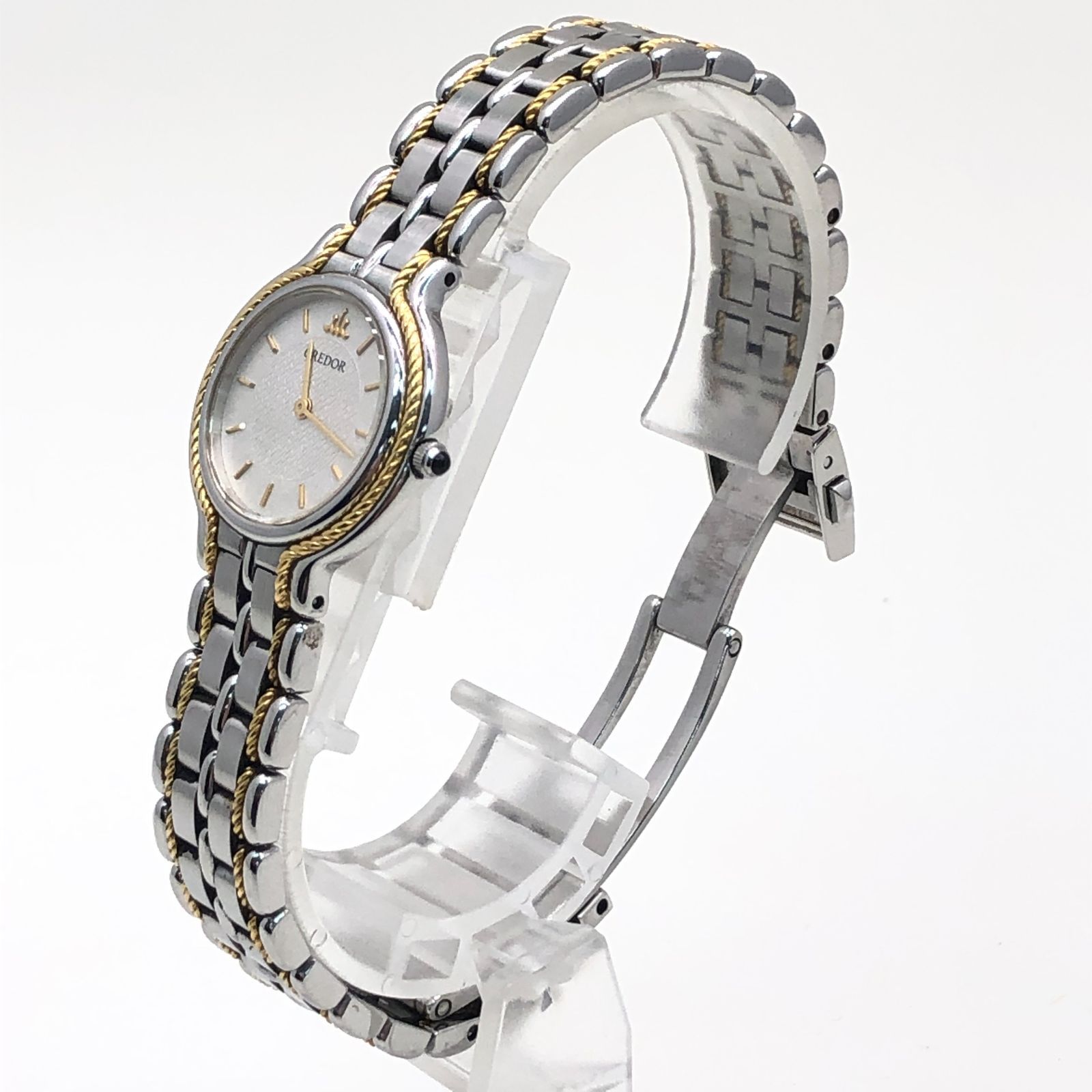 SEIKO 5A70-0620 クレドール 18KT×SS ラウンド シルバー文字盤 腕時計 稼働品 UW080614