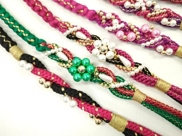 平和屋着物 和装小物 振袖用飾り付き帯締め10本セット パール 花 金糸 CAAX8200ju