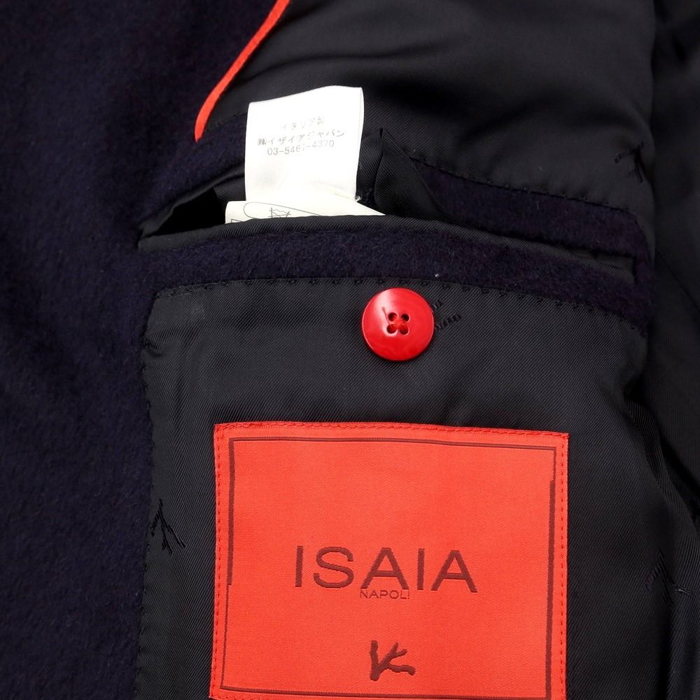 中古】イザイア ISAIA ウールアンゴラ ダブルブレストコート ネイビー 