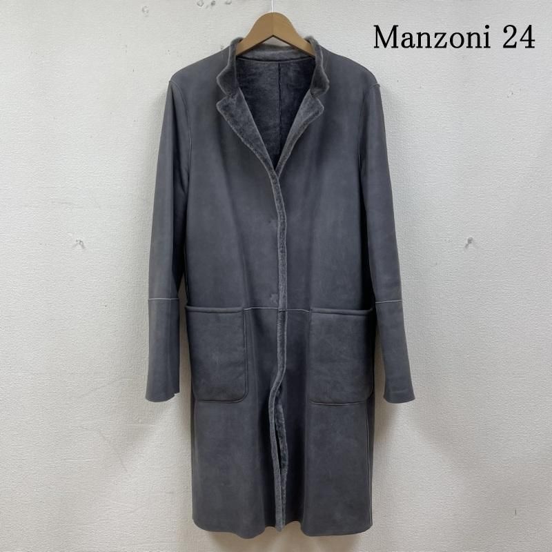 古着 コート Manzoni 24 リバーシブル ムートン ロング コート ジャケット 羊革 イタリア製 スナップボタン 裏地ファー