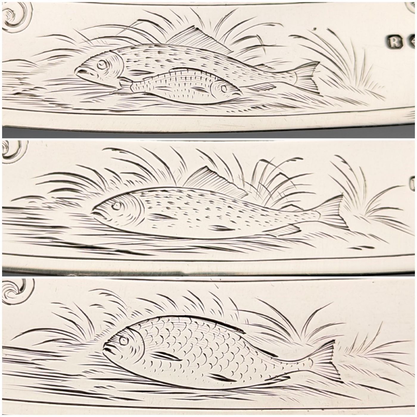 1836年 英国アンティーク 総純銀製 フィッシュカトラリー 3ペア 計319g Charles Needham 1836年 英国アンティーク 総純銀製 フィッシュカトラリー 3ペア