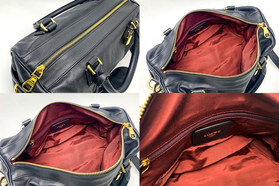LOEWE ロエベ 黒 ブラック アナグラム アメ ボストン型 2WAY