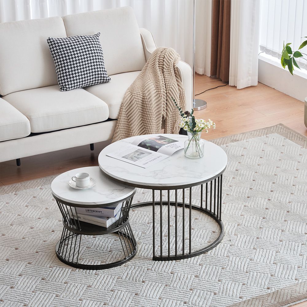 センターテーブル ネストテーブル ローテーブル【ホワイト＋ゴールド脚】 センターテーブル ネストテーブル ローテーブル 型【ホワイト＋