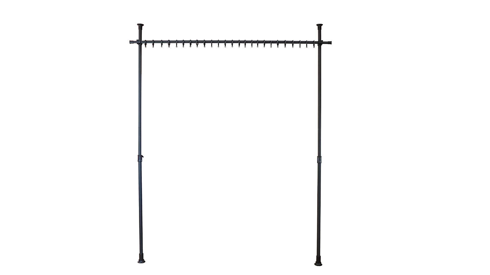 Color 2ポール マッドブラック LS Design つっぱり式 カーテン ポール パーテーション 部屋 間仕切り 突っ張り棒 幅162~290×奥行9×高さ190~260cm 2ポール マッドブラック