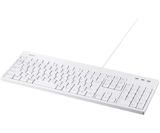 【新品・2営業日で発送】BUFFALO バッファロー 有線フルキーボード 抗菌仕様・防水防塵キーボード ホワイト(BSKBU520WHZ)