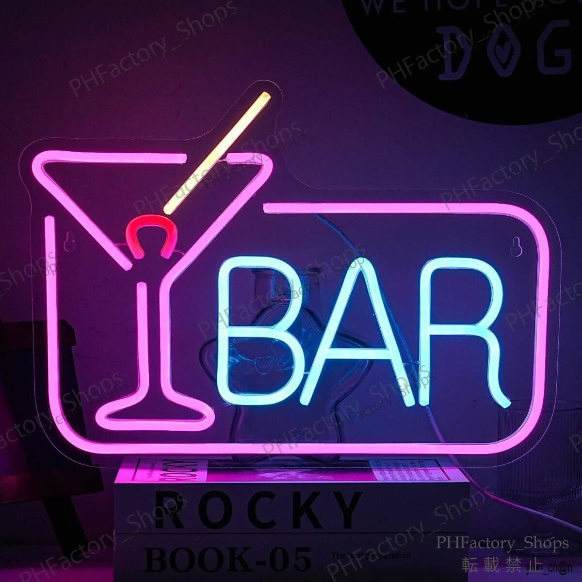 BAR ネオンサイン ネオンライト ネオン看板 ドア付きバーロゴ