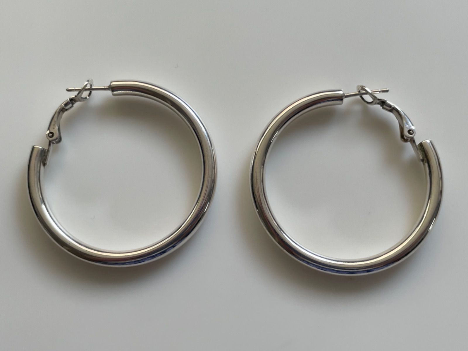 シルバー925 Silver 20×20mm シンプルフープピアス/軽研磨/両耳