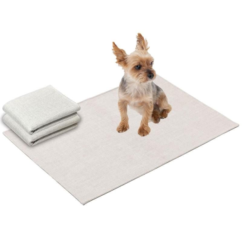 RK ペットマット 防水 撥水マット 2枚セット 猫 犬用 ペットシーツ はっ水 カーペット 滑り止め加工 トイレ下敷きマット マルチカバー (アイボリー， M(52×78CM) 2枚)
