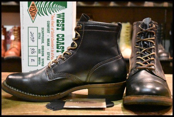 9.5E 12年 WESCO ウエスコ フライトマスター 207P 黒 ブラック コードバン ジョブマスター レースアップ ブーツ HOPESMORE FI141