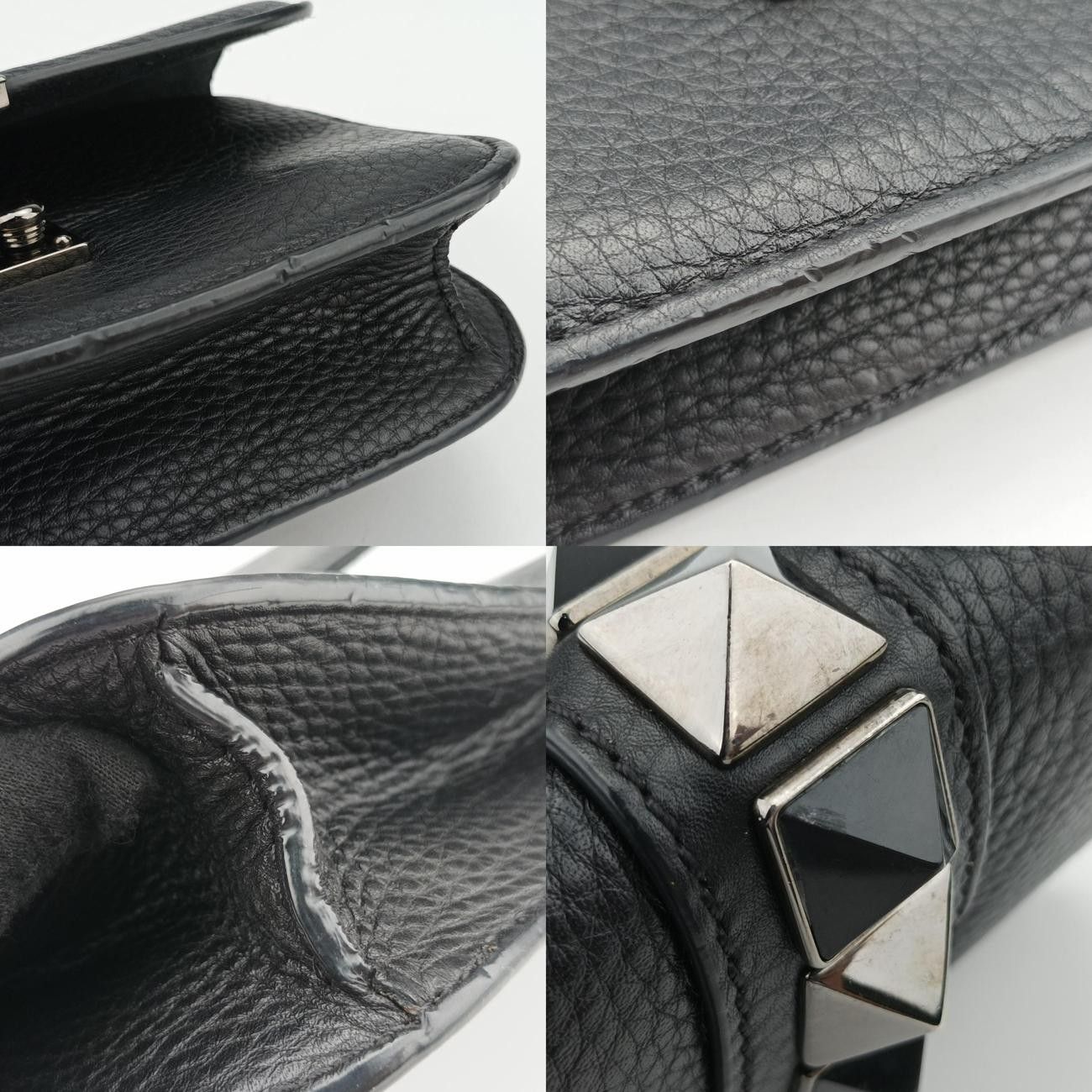 ヴァレンティノValentinoロックスタッズグラムロックスモールブラックレザーBL-L312WS02