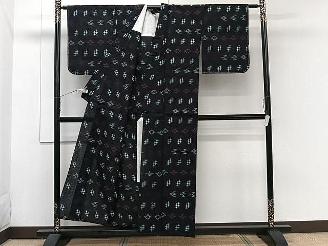 平和屋着物▽久留米絣 単衣 松皮菱文 綿 逸品 AAAR7681ph