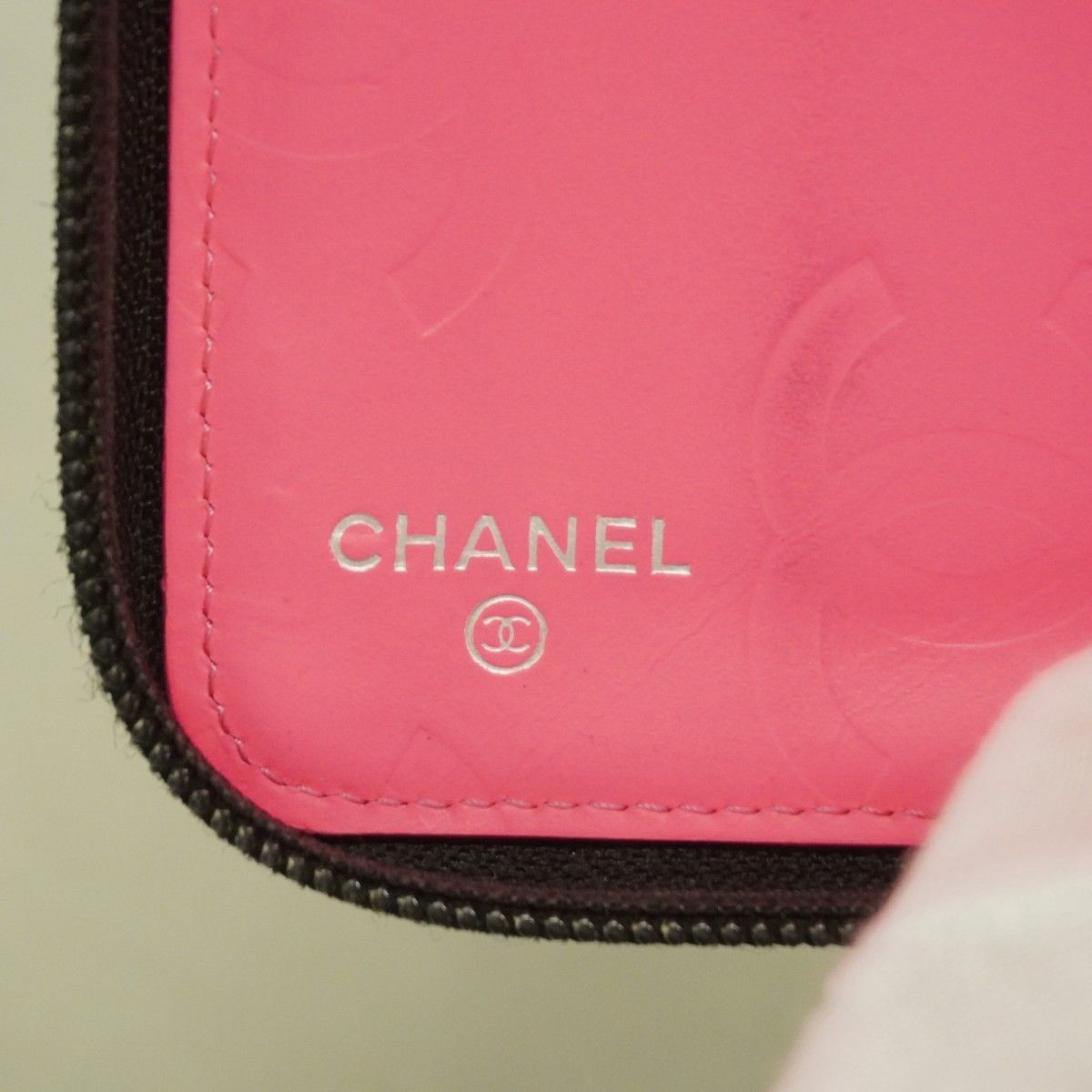 5ge5987】シャネル 長財布 カンボン ラムスキン ブラック シルバー金具  
