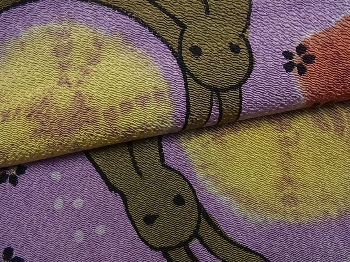 平和屋本店□希少 染色作家 山本由季 九寸名古屋帯 花兎 金彩 鬼しぼ