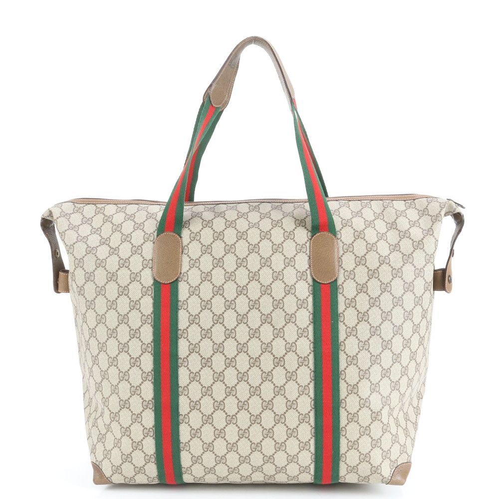 【正規品】グッチ トートバッグ シェリーライン GGスプリーム 肩掛け A4可 良品】オールド グッチ GGスプリーム シェリーライン トート