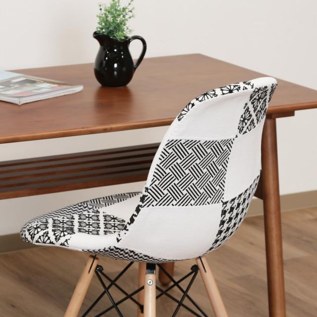 イームズ パッチワークシェルチェア ファブリック ブラック ホワイト 不二貿易 不二貿易 イームズ パッチワークシェルチェア ブラックホワイト 新生活