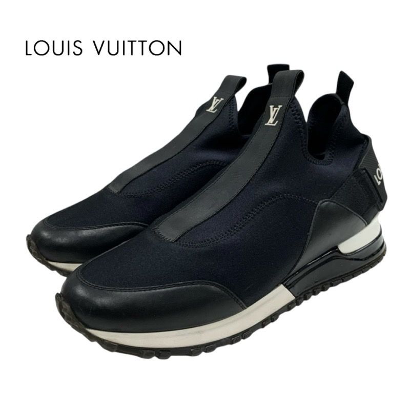 ルイヴィトン LOUIS VUITTON ランアウェイライン スニーカー 靴 シューズ ファブリック レザー ブラック 黒 スリッポン ロゴ インヒール
