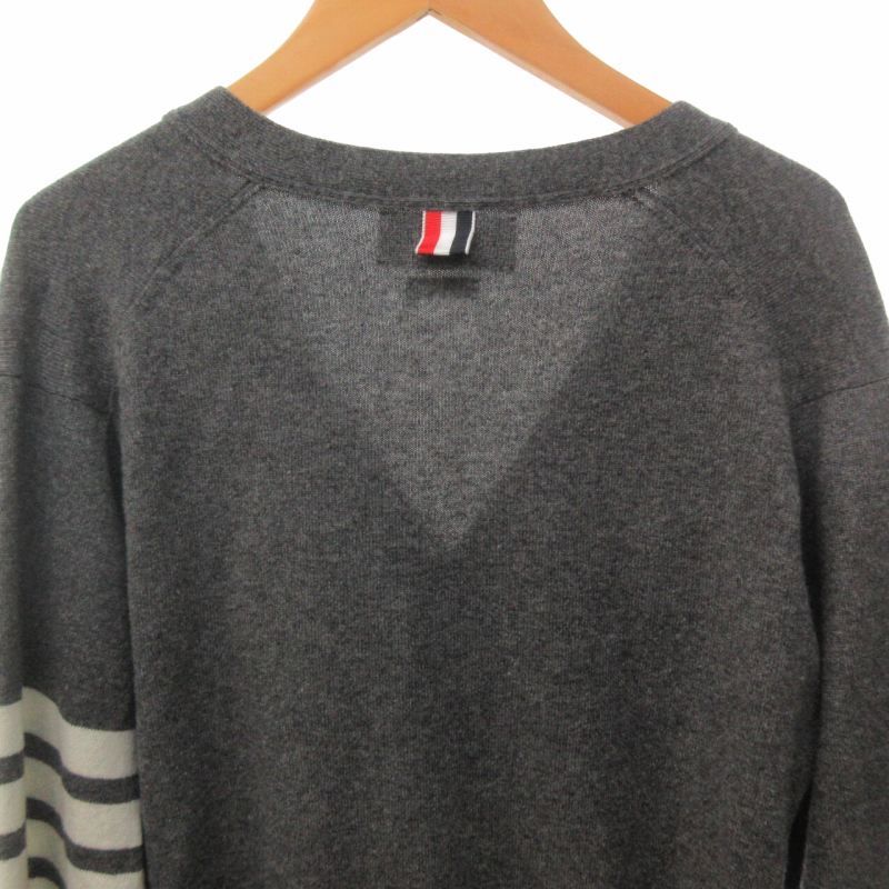 美品 THOM BROWNE カシミヤ Vネック カーディガン グレー S 美品S THOM