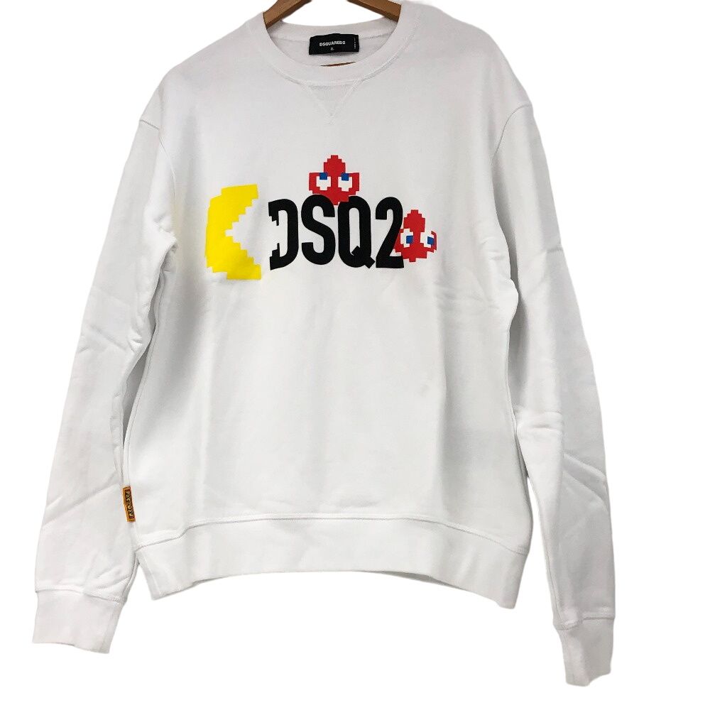 DSQUARED2/ディースクエアード  S71GU0638 パックマン  23AW XL 裏起毛 コットン スウェット ホワイト メンズ ブランド