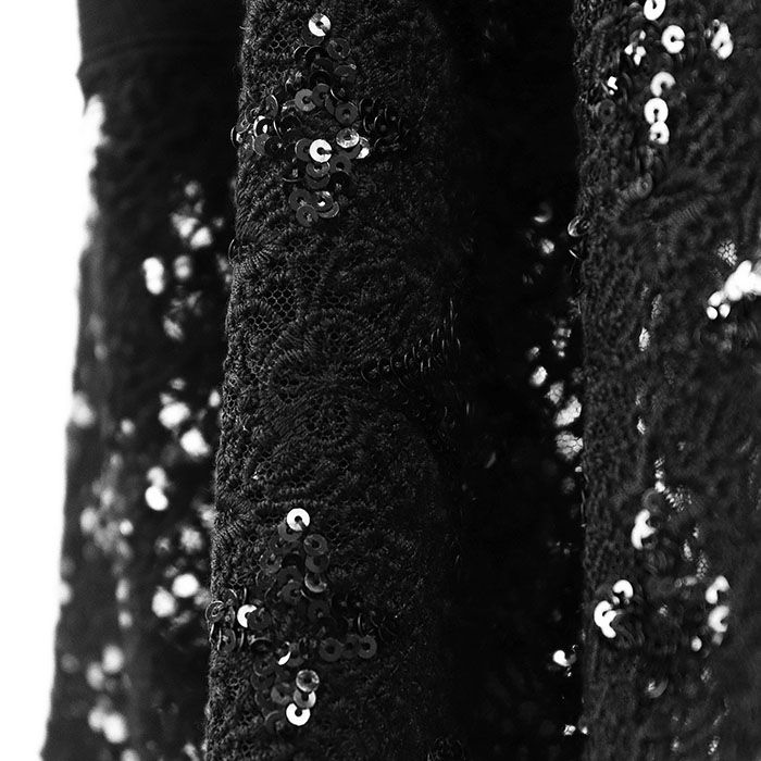  LOUIS VUITTON ルイ ヴィトン ワンピース ニット LV ロゴ モノグラム 刺繍 エンブロイダリー レース スパンコール ギャザー チュール ハイゲージ ドレス レディース サイズ S ブラック 黒 イタリア製 その他 その他