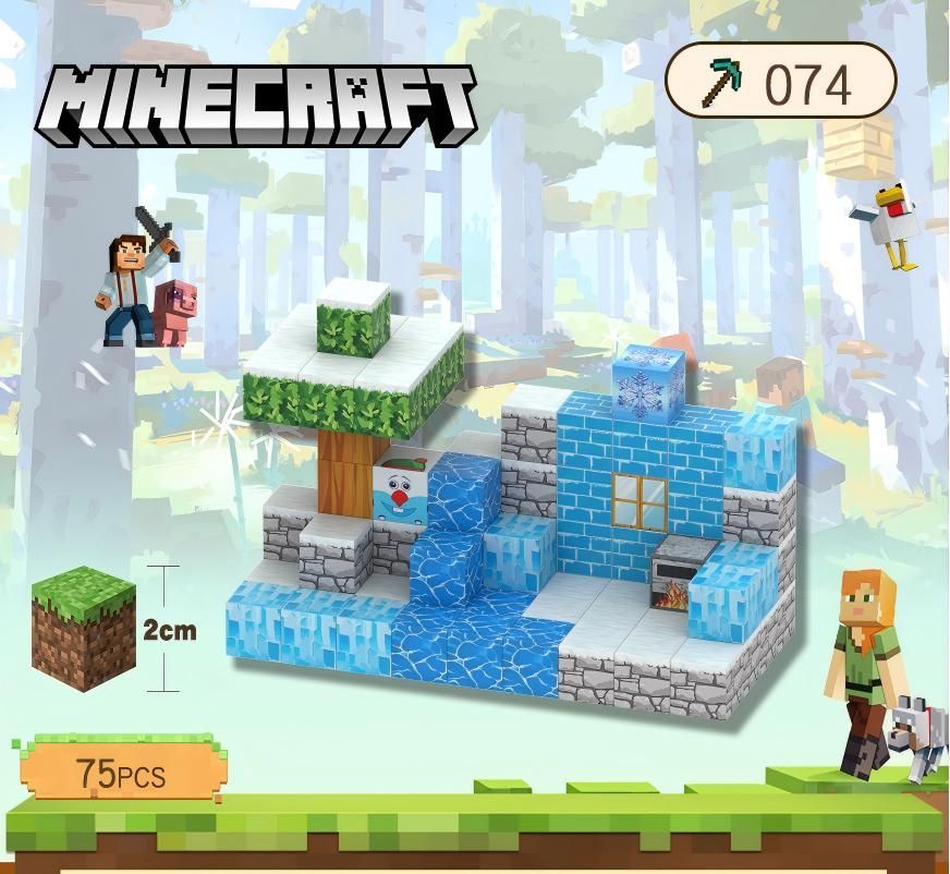【選べる8シーン！再現性の高いマイワールド！】 マインクラフト レゴ マグネットキューブ 70-84pcs セットブロック ミニフィグ  マイクラ風 マインクラフト風 diy world 送料無料 知育玩具 組み