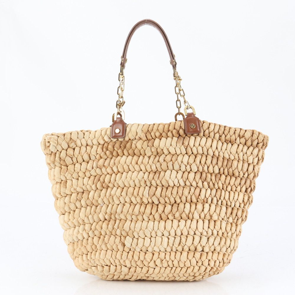 TORYBURCH　トリーバーチ　ストロー×キャンバス　かごバッグ　トートバッグ Tory Burch - トリーバーチ カゴバッグ エラ トートバッグ