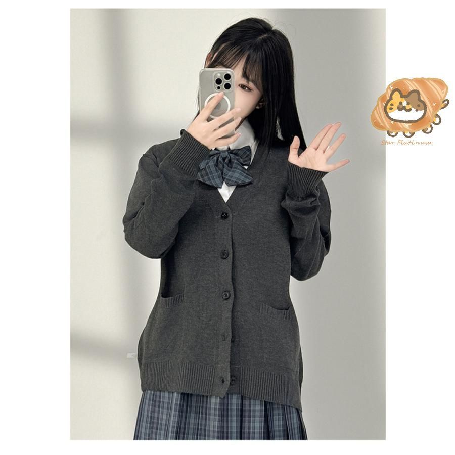 カーディガン レディース ニットセーター 制服 Vネック JK