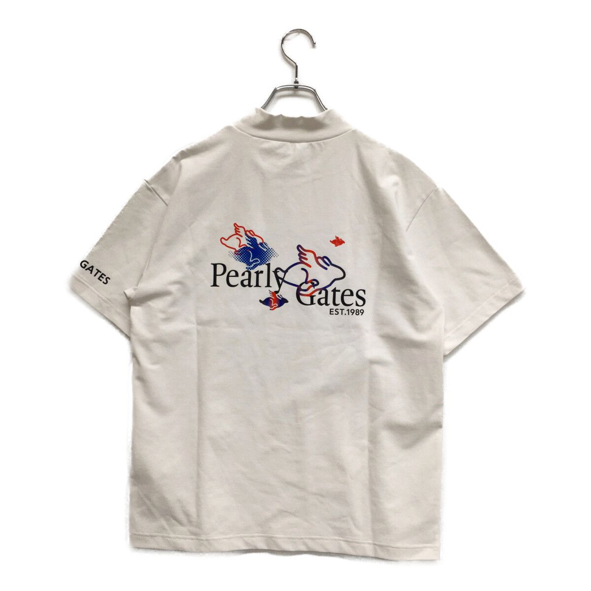 メンズ パーリーゲイツ PEARLY GATES 半袖シャツ 4 M ホワイト モックネック ブランドロゴ