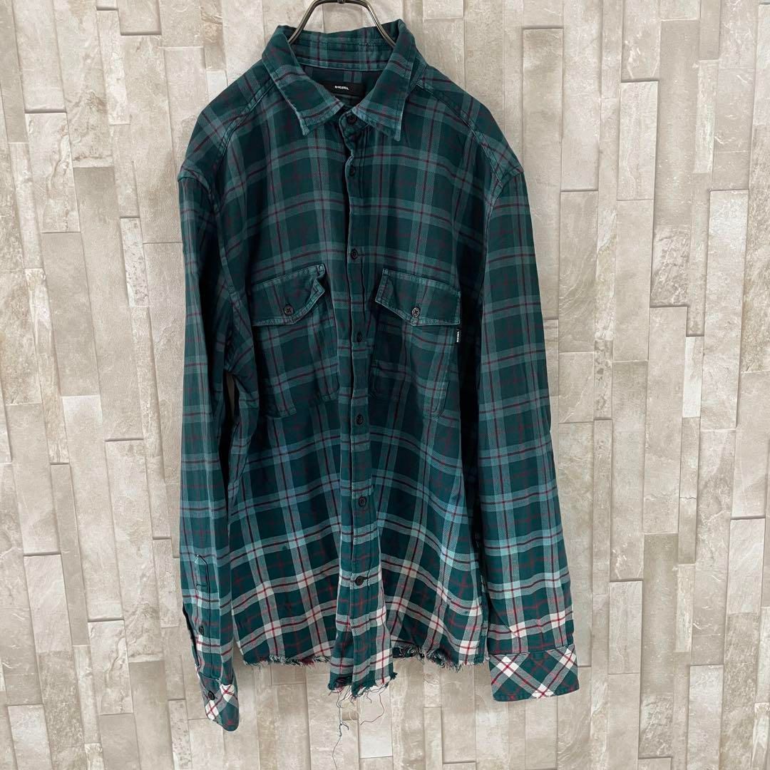 DIESEL MILLER グラデーションブリーチチェックシャツ L