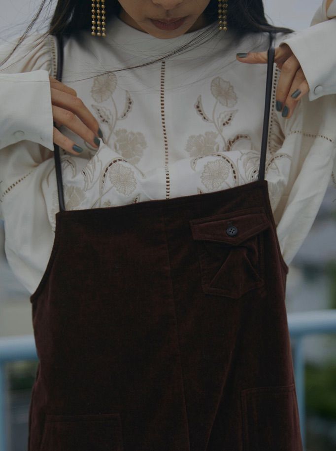 Ameri◆LADY EMBROIDERY PUFF BLOUSE アイボリー