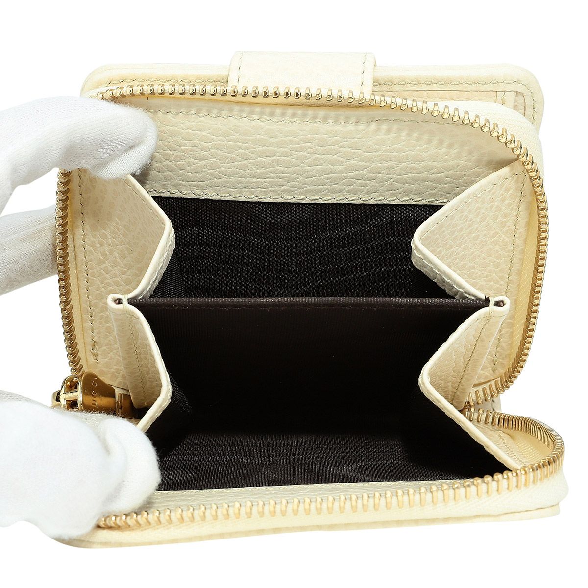 新品 グッチ GUCCI 2つ折り財布 GGキャンバス ベージュ/ホワイト
