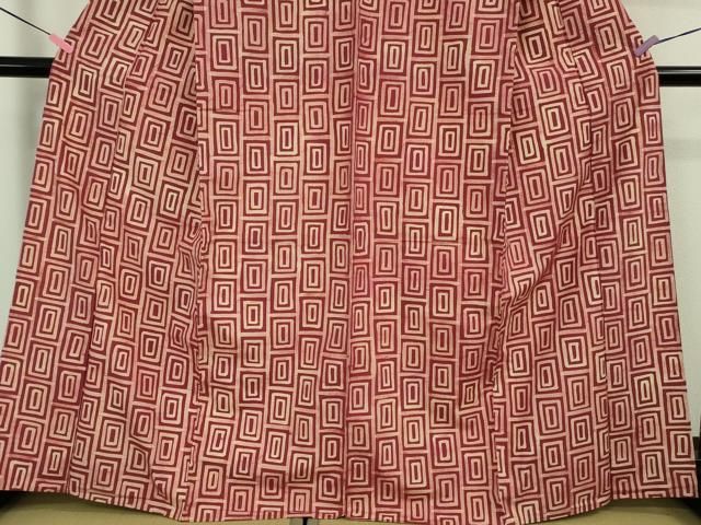 平和屋着物■極上　銀座　志ま亀　紬　単衣　臙脂紬　銀白角繋ぎ　たとう紙付き　逸品　DZAA9688kh5 平和屋着物□極上 銀座 志ま亀 紬 単衣 臙脂紬 銀白角繋ぎ たとう紙