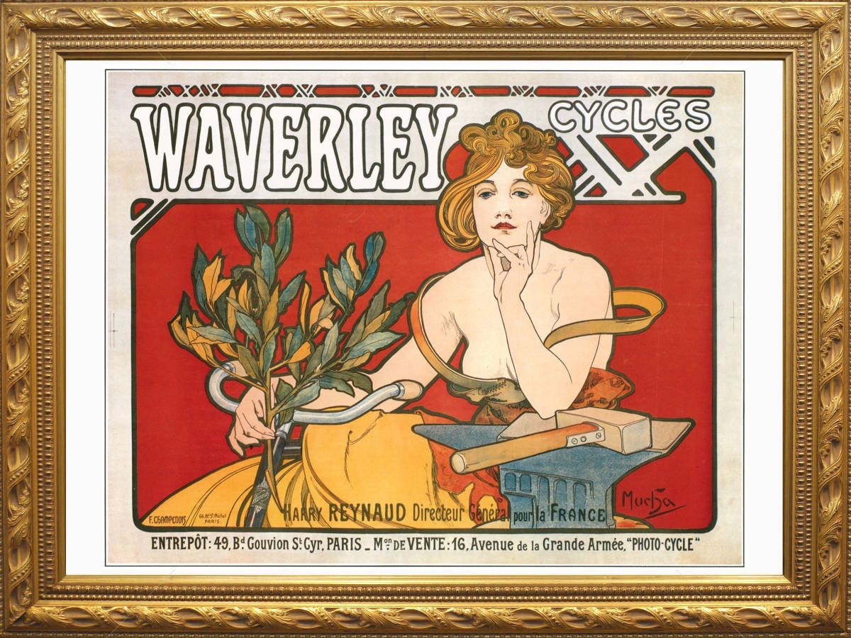 ミュシャ 『ウェイバリー自転車のポスター』 リトグラフ 1898年