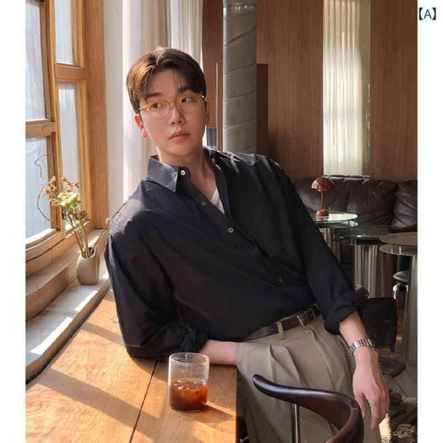 多彩な品揃え。 秋冬 メンズ 服 シンプル ファッション オシャレ 大人 かっこいい 大きいサイズ ストリート 紳士服 ブルー 長袖 シャツ フレンチ 春秋 アウター