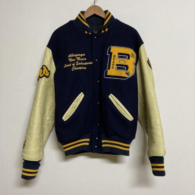 US古着 ＵＳフルギ ジャケット 上着 ジャンパー ブルゾン ROCK CREEK ATHLETICS | ロッククリークアスレチックス ビッグワッペン レザー切替 スタジアムジャンパー S