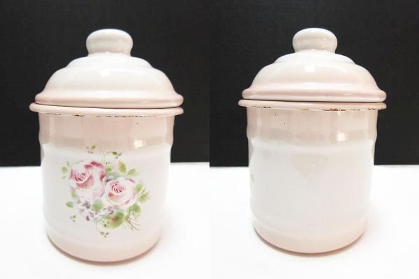 imane イマン ホーロー ストッカー 2点セット ローズ バラ 薔薇 ピンク