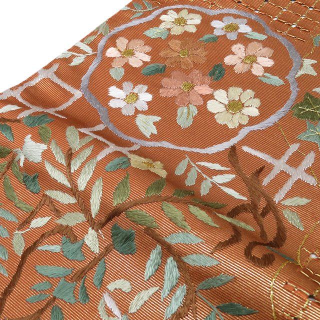 正絹 蘇州刺繍 汕頭 袋帯 未使用 美品 袋帯 未使用 正絹 フォーマル 六通 汕頭刺繍 スワトウ 中国刺繍