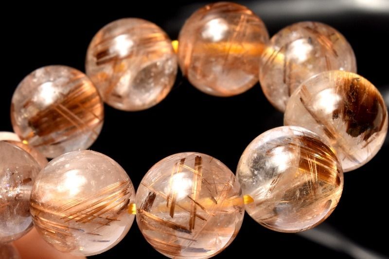 パワーストーン 天然石 タイチンルチル ルチルクォーツ 水晶ブレスレット 8.5mm TRB930