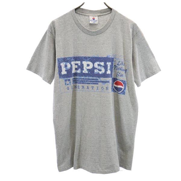 ペプシ 90s オールド USA製 プリント 半袖 Tシャツ S/M グレー×レッド PEPSI ロゴ メンズ 【中古】  【230723】 メール便可