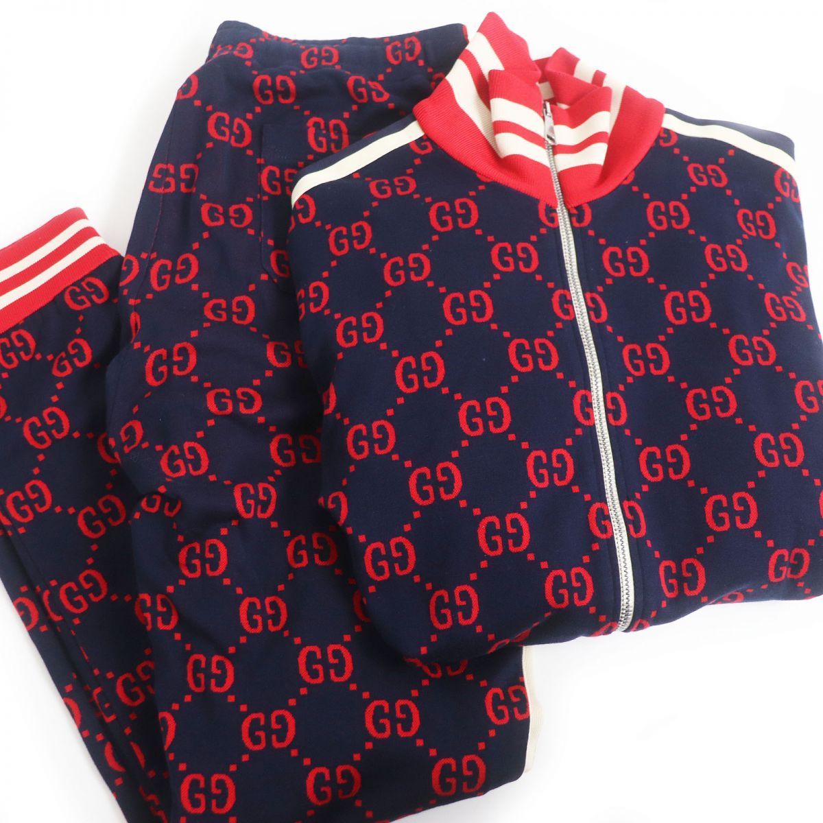 美品□18SS GUCCI/グッチ 496919/496920 GGジャガード サイドライン 