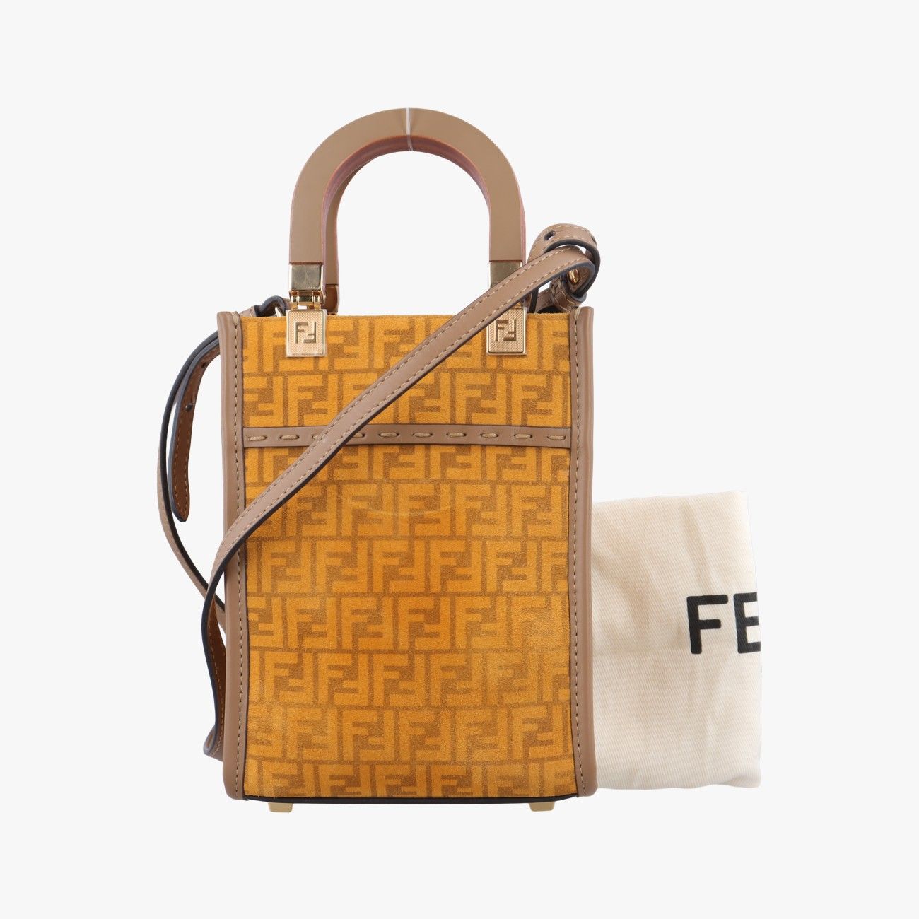 フェンディFendiサンシャイン ショッパー ミニベージュ×マルチカラーベロア8BS0518BS051 AFIS 12085-219