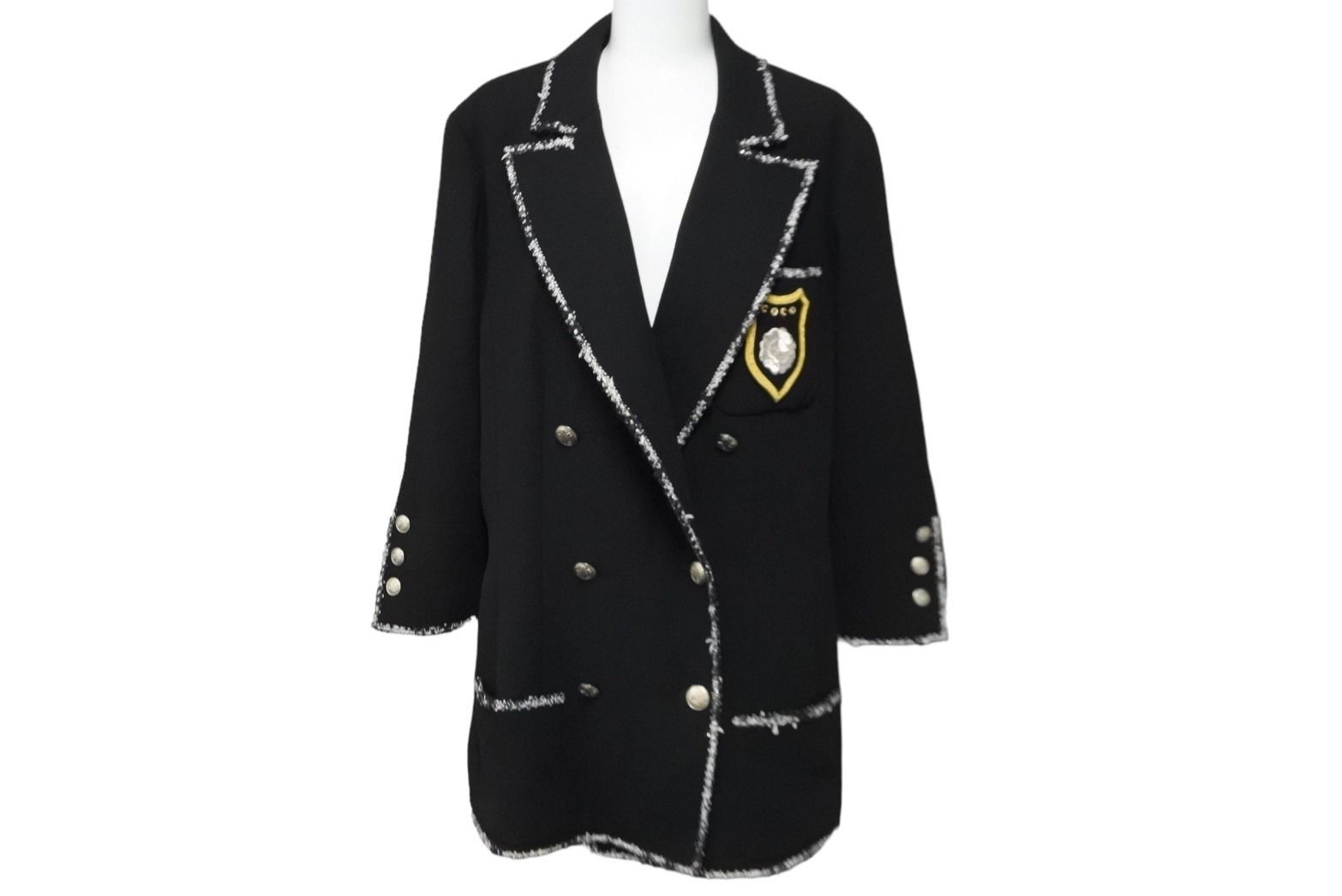 極美品 CHANEL シャネル ウール エンブレム ダブル ジャケット 05C