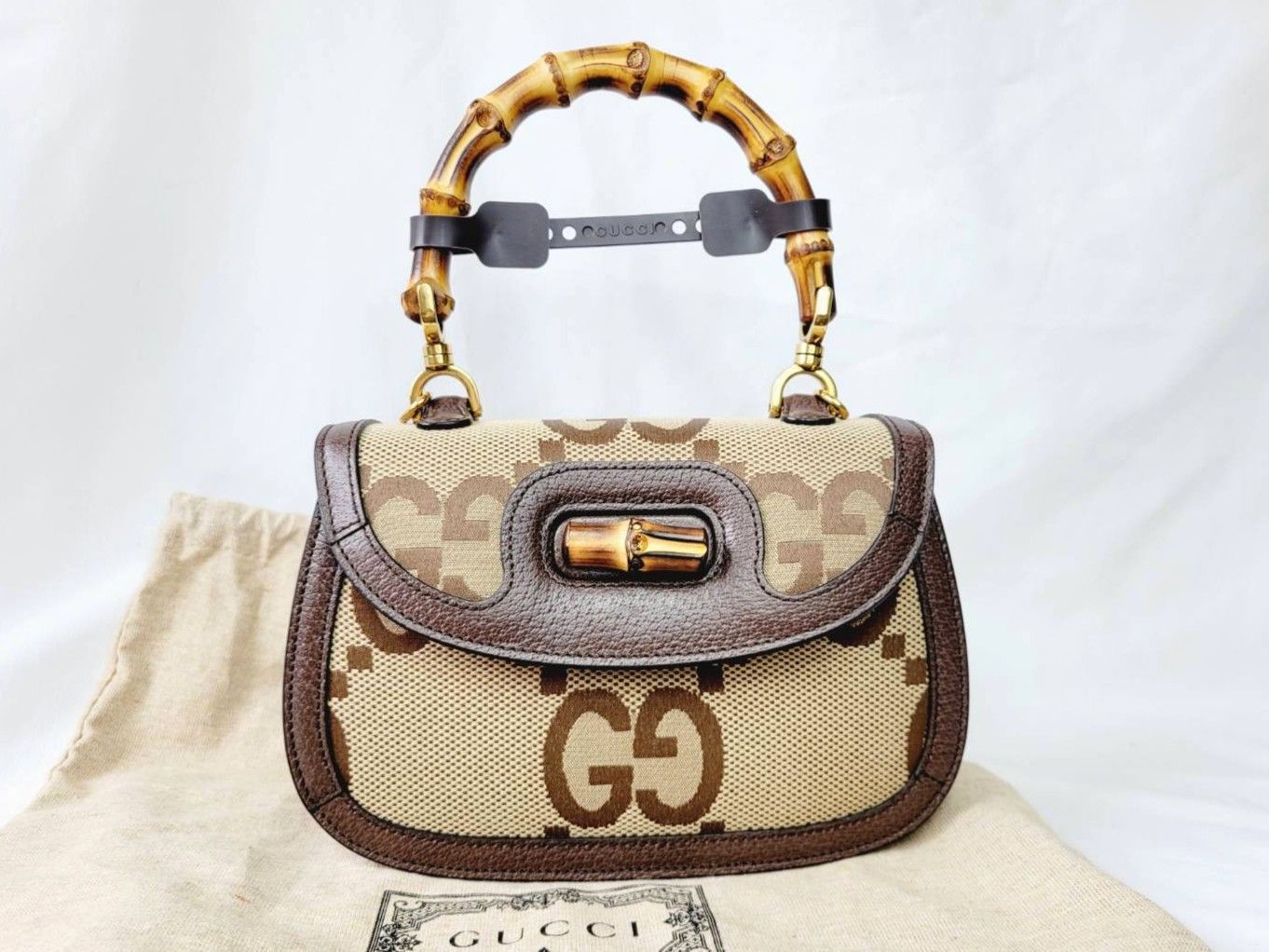 Gucci ハンドバッグ グッチ バンブー1947 ジャンボGG 675797 ショルダー ハンドバッグ 斜め