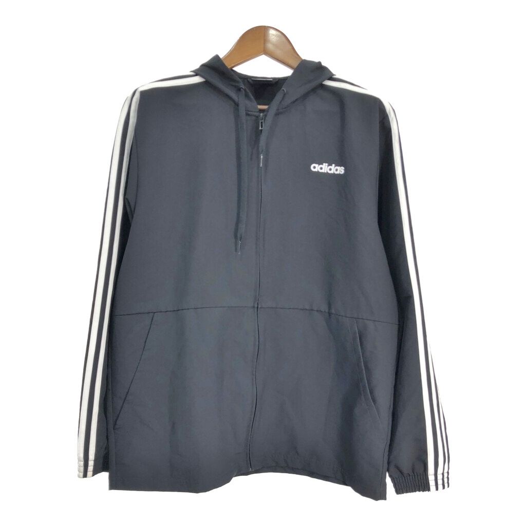 adidas アディダス パーカージャケット スポーツ ワンポイントロゴ ブラック (メンズ L) 中古 古着 S1949