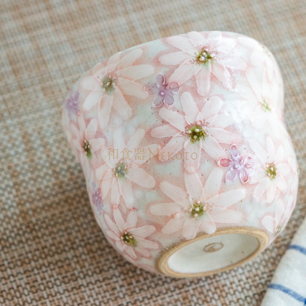 日本製 ゆずりは工房 ＊白絵花紋 福々碗(瓢型)＊ 酒器 花柄 おしゃれ 
