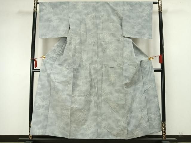 平和屋着物▽上質な紬 単衣 枝花文 正絹 逸品 CAAW1343xi