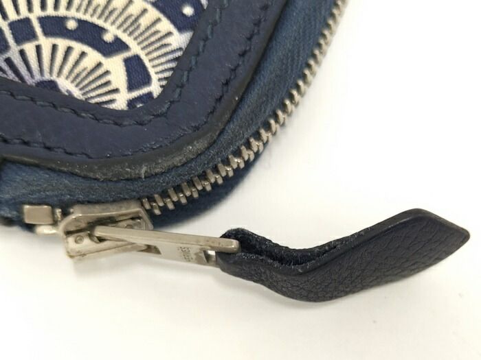 ✟ HERMES 二つ折り財布 ソワクール ナイロンキャンバス ブルー系 Y刻印 