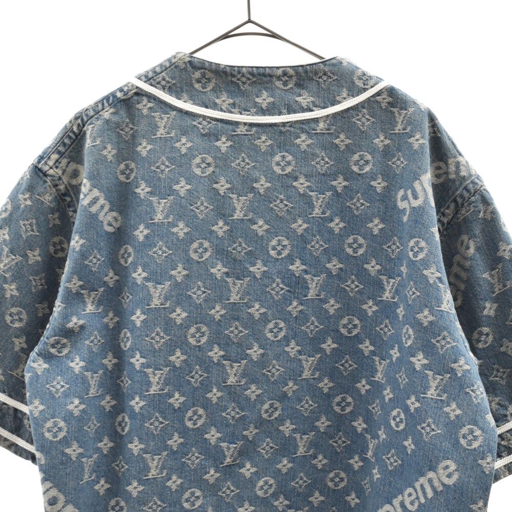 Louis Vuitton/Supreme Jacquard Denim Baseball Jersey | SupSupSup